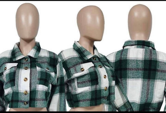 Green cropped flannel