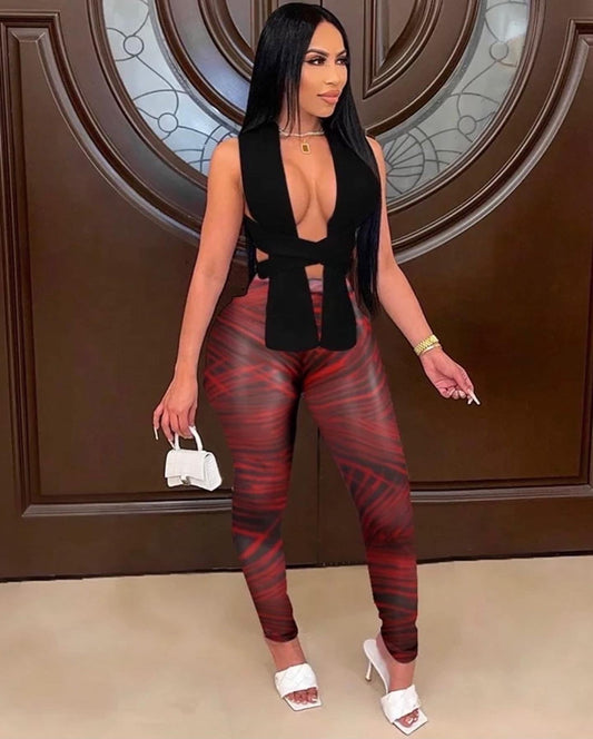 Red mesh legging set